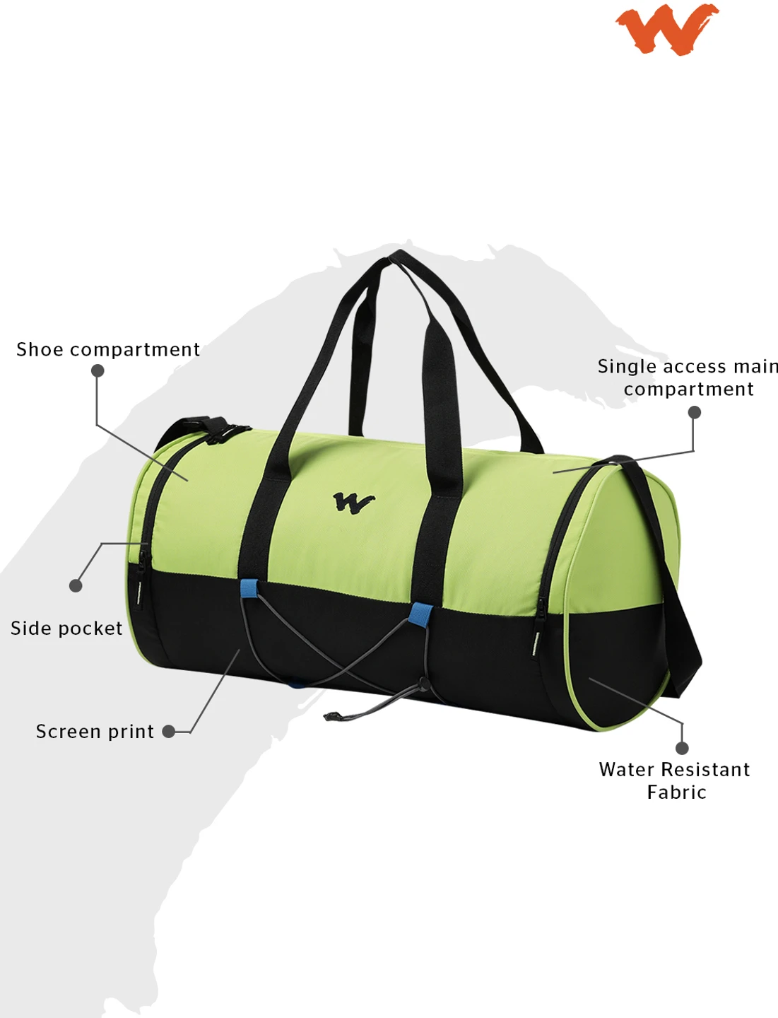 Wildcraft 40 L Hand Duffel Bag - Shuttle Pro L - green- Regular Capacity - Alternate View