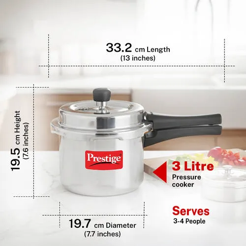 Prestige 3 Litre Aluminium Popular Svachh Outer Lid Pressure Cooker | Deep Lid for Spillage Control | Anti-Bulge Base | Gasket Release System - Alternate View