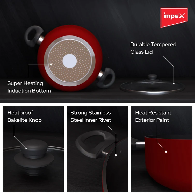 Impex ISP-2075 Aluminium Non Stick Induction Base Sauce Pan - Detail View