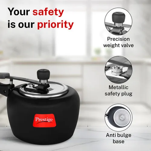 Prestige Apple Duo Plus Hard Anodised Spillage Control Pressure Cooker 3 L (Black) - Alternate View