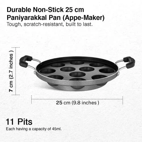 Prestige Omega Select Plus Teflon Coating Residue-free Cooking Round Base 11 Pits Paniyarakkal 25 cm (Black) - Alternate View