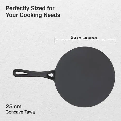 Prestige Cast Iron Scratch Resistant Concave Tawa, 25cm (Black) - Alternate View