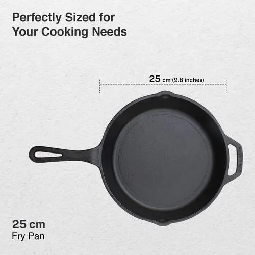 Prestige Cast Iron Scratch Resistant Gas and Induction Compatible Fry Pan, 25cm (Black) - Alternate View