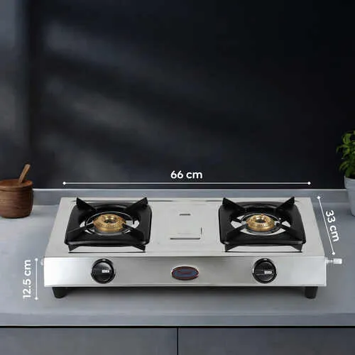 Prestige Star Stainless Steel L.P. Gas Stove (2 Burners) - Alternate View