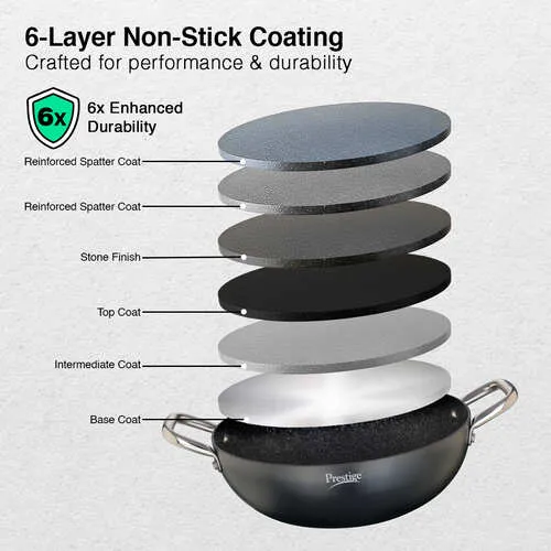 PRESTIGE DURASTONE HARD ANODISED NON-STICK COOKWARE DEEP KADAI 28cm (4.25 LITRE) WITH GLASS LID - Alternate View