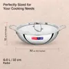 Prestige 32cm/6.0L Tri-Ply Stainless Steel Splendid Kadai with Lid|Gas and Induction Compatible|Even Heat Distribution| Thick Gauge Tri-Ply Body| Perma Cool Handles - Alternate View