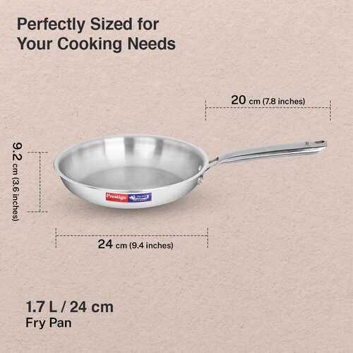 Prestige 24cm/1.7L Tri-Ply Stainless Steel Splendid Fry Pan with Lid|Gas and Induction Compatible|Even Heat Distribution| Thick Gauge Tri-Ply Body - Alternate View