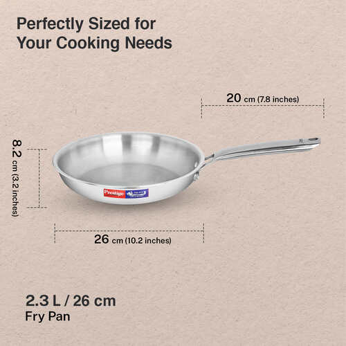 Prestige 26cm/2.3L Tri-Ply Stainless Steel Splendid Fry Pan with Lid|Gas and Induction Compatible|Even Heat Distribution| Thick Gauge Tri-Ply Body - Alternate View