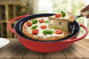 Hawkins Diecast 29 cm Nonstick Pizza Maker and Cake Baker with Glass Lid - Detail View