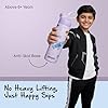 Go24 pexpo Water Bottle for School Kids, ISI Certified Stainless Steel Sipper Bottle for Kids 470ml | Hot & Cold Thermos Insulated Water Bottle|6+ Years Kids|Pico 500 - Purple - Rocket - Detail View