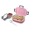 Go24 pexpo Tasty Bite Stainless Steel Insulated Tiffin Box for Kids (650ml) & Small Container (150ml) with Spoon - Pink - Alternate View
