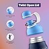 Go24 pexpo Piano Pro 450 ISI Certified Stainless Steel Water Bottle for School Kids - 420ml | 6+ Years Age | Hot & Cold | with Sipper Cap | Double Wall | for Picnic, Outing - Blue Unicorn Print - Detail View