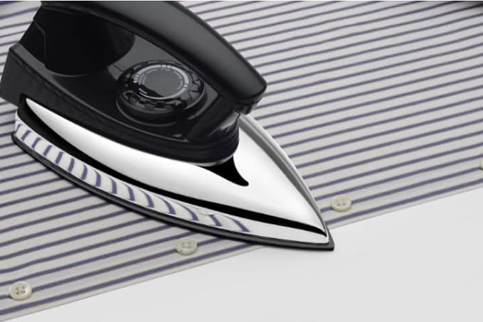 Sujata Dryfast Max 1000 Watts Stainless Steel Dry Iron | Overheat Protection Thermal Fuse | Weilburger Greblon Double Coat Non-stick | Designed for Tricky Areas - Detail View