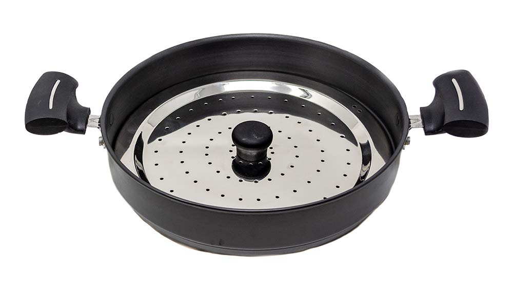 Butterly Hard-Anodized Aluminum Non Stick Super Plus Multi Kadai (280mm, Black) - Detail View