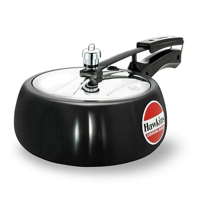 Hawkins 3.5 Litre Contura Black Pressure Cooker, Hard Anodised Inner Lid Cooker, Handi Cooker, Black (CB35)
