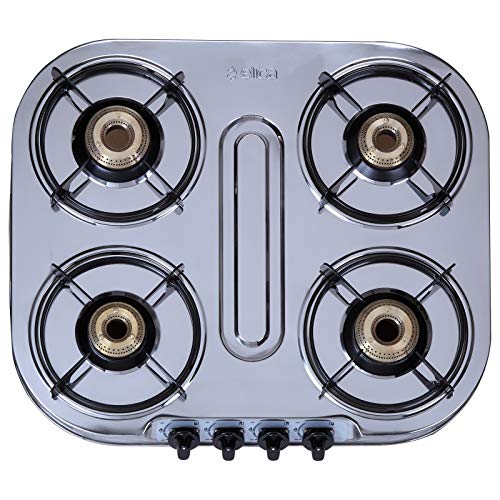 Elica 4 Burner Stainless Steel Gas Stove (INOX 604 SS) - Manual, Silver - Alternate View