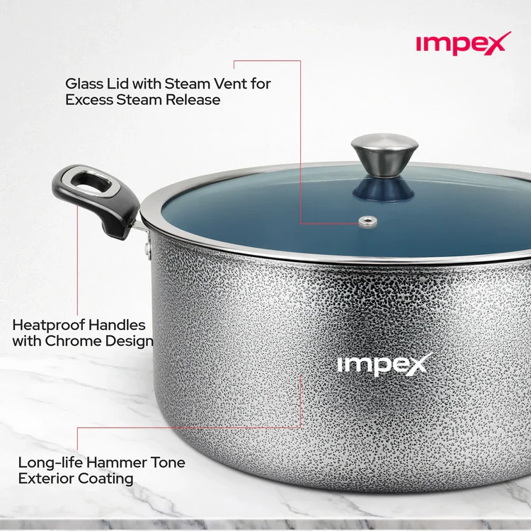 Trucera 8L Ceramic Biriyani Pot With Glass Lid - Detail View