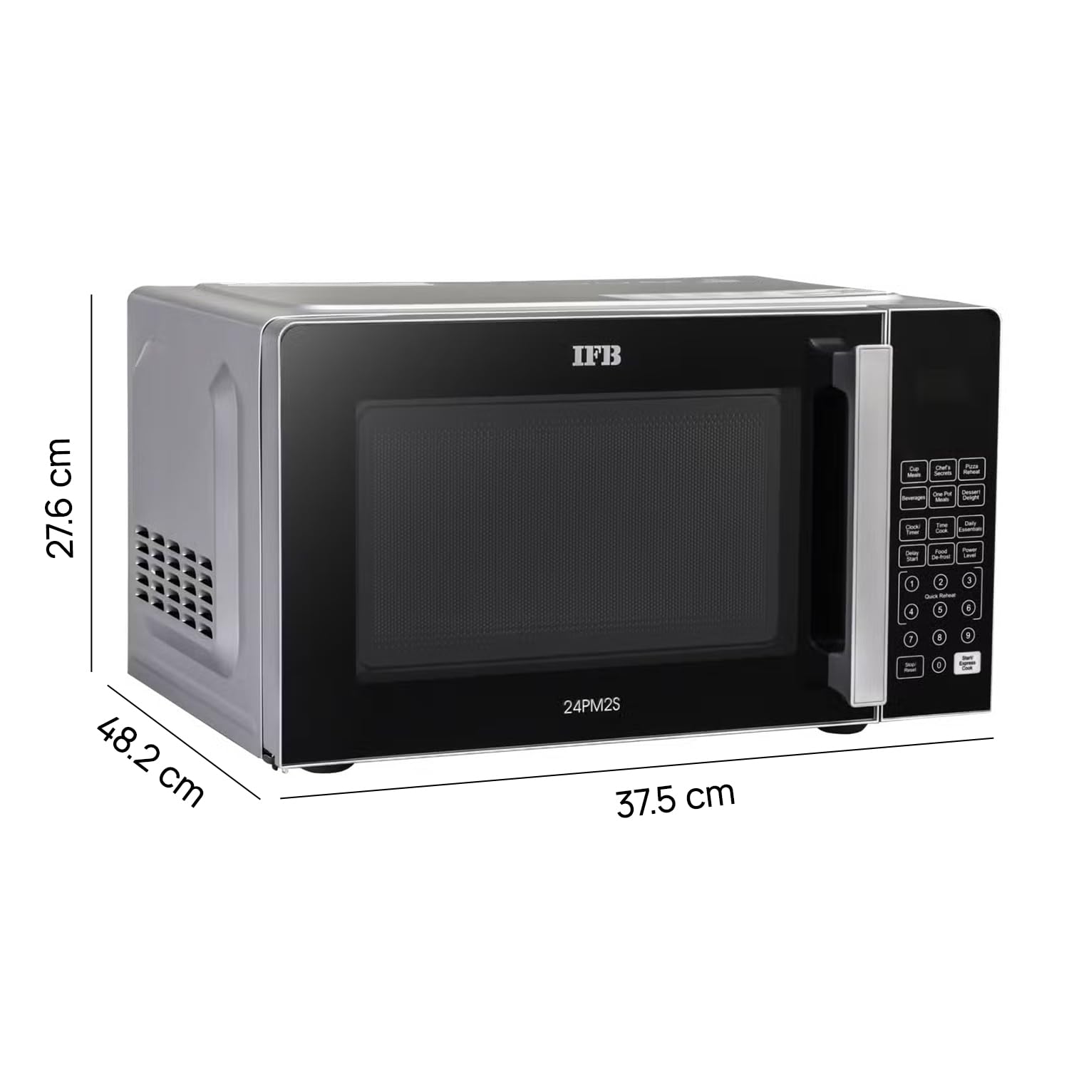 IFB 24L Solo Microwave Oven with 69 Auto Cook Menus (24PM2S, Silver - Detail View