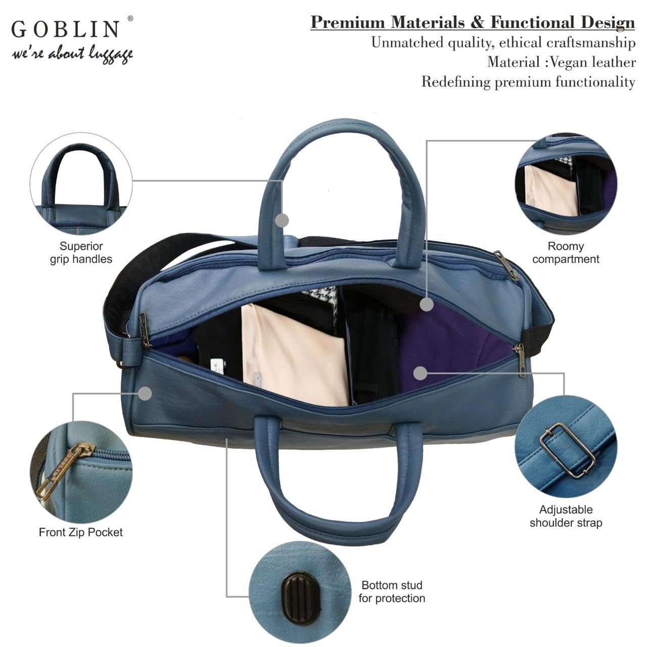 Goblin Wayfare Duffle Bag Blue - Detail View