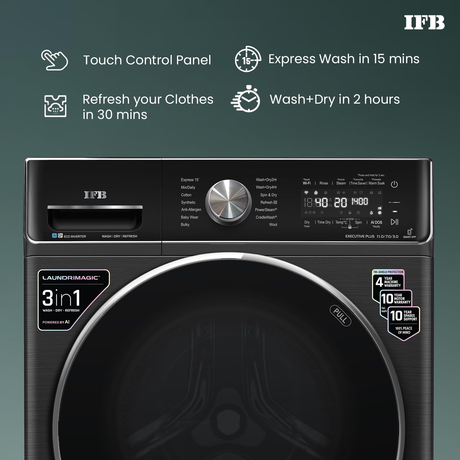 IFB 11/7/3 kg Fully Automatic Washer - Detail View