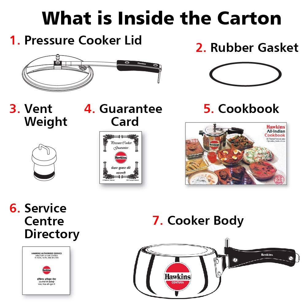 Hawkins Contura Aluminium Inner Lid Pressure Cooker, 1.5 Litre, Silver (HC15) - Alternate View