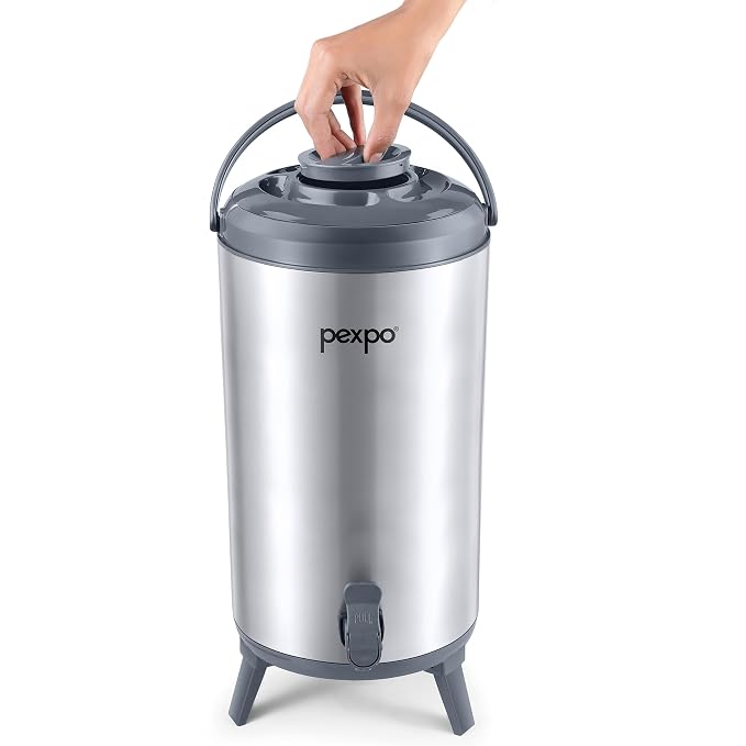 Go24 pexpo Superio 12 Stainless Steel Insulated Camper/Water Jug | Sturdy Base 12 Liter  - Detail View