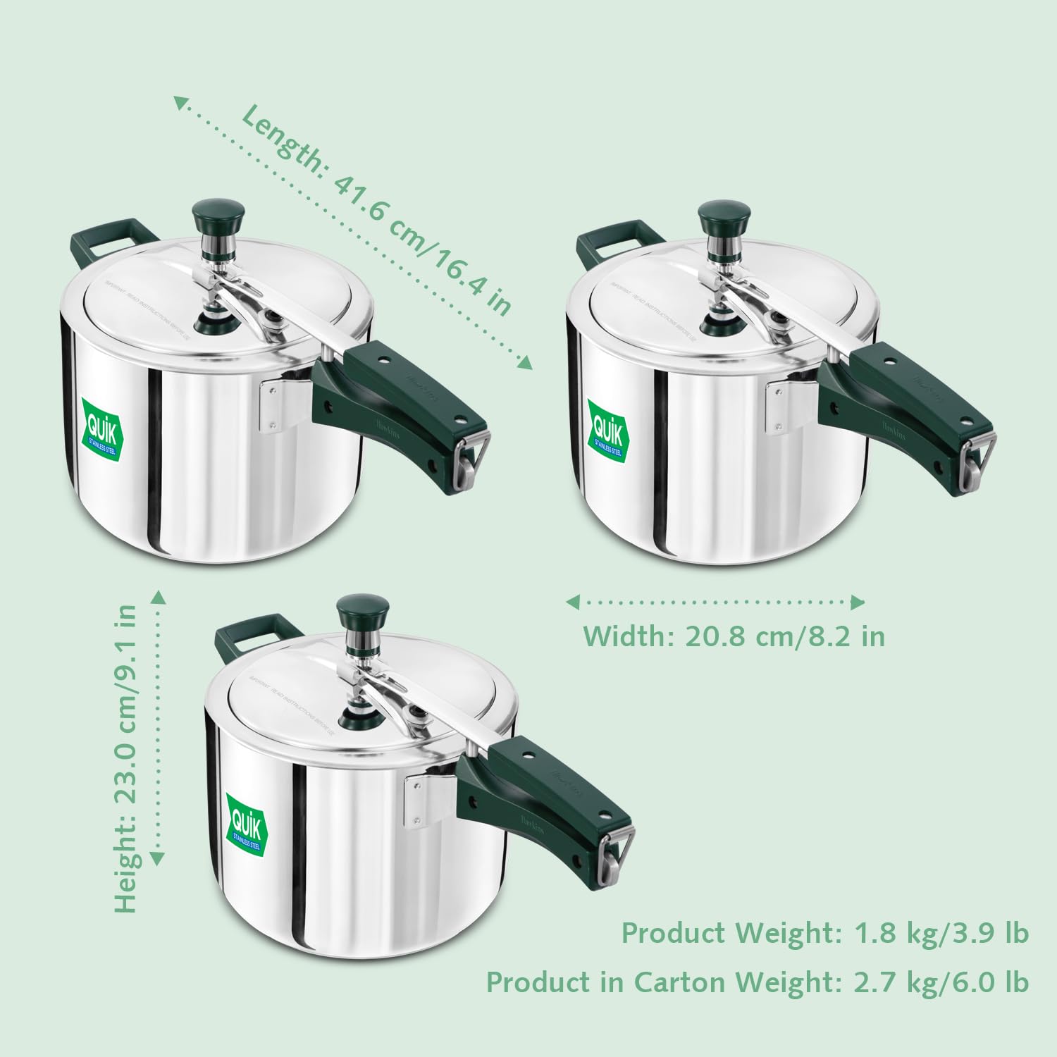 Hawkins 5 Litre Pressure Cooker | Stainless Steel - Alternate View
