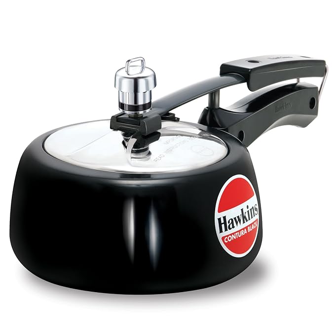 Hawkins 1.5 Litre Contura Black Pressure Cooker, Hard Anodised Inner Lid Cooker, Baby Cooker, Black(CB15)