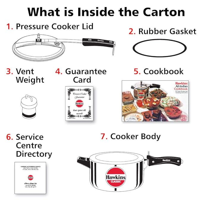 Hawkins Classic 4 Litre Pressure Cooker | Straight Body | Gas Compatible | Ideal for 4–6 persons | ISI Certified | 5 Year Guarantee | Silver (CL40) - Detail View