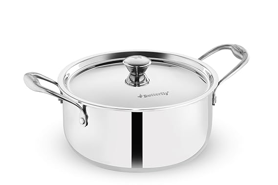 Butterfly Stainless Steel Tez Triply Polished Casserole,3 Litre