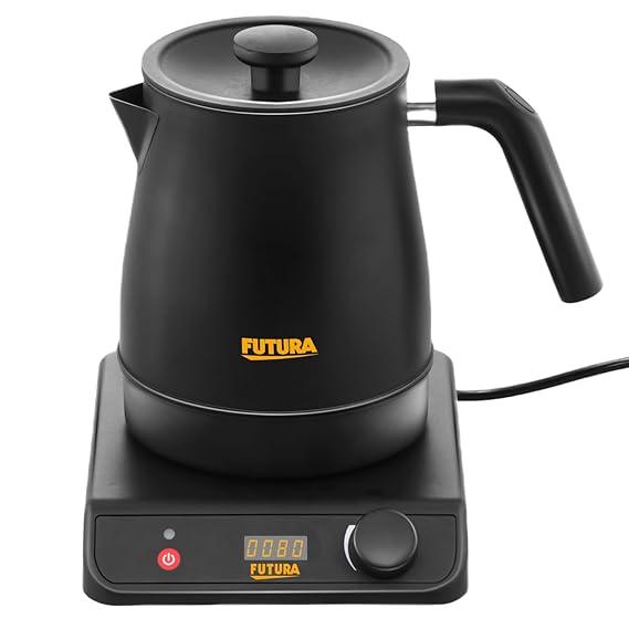 Hawkins Stainless Steel Futura 1.4 Litre Electronic Smart Kettle with Micro-Chip, Electric Hot Water Kettle for Tea, Coffee, Soup, Gargling, Black (FKTA1), 1200 Watts