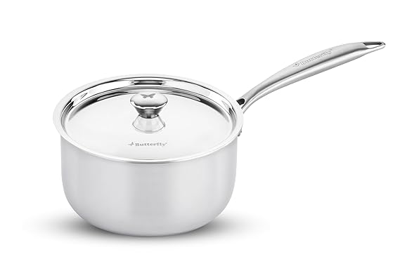 Butterfly Tez Triply Milk/Sauce Pan with SS Lid | 1.8 Litre| 16 CM 