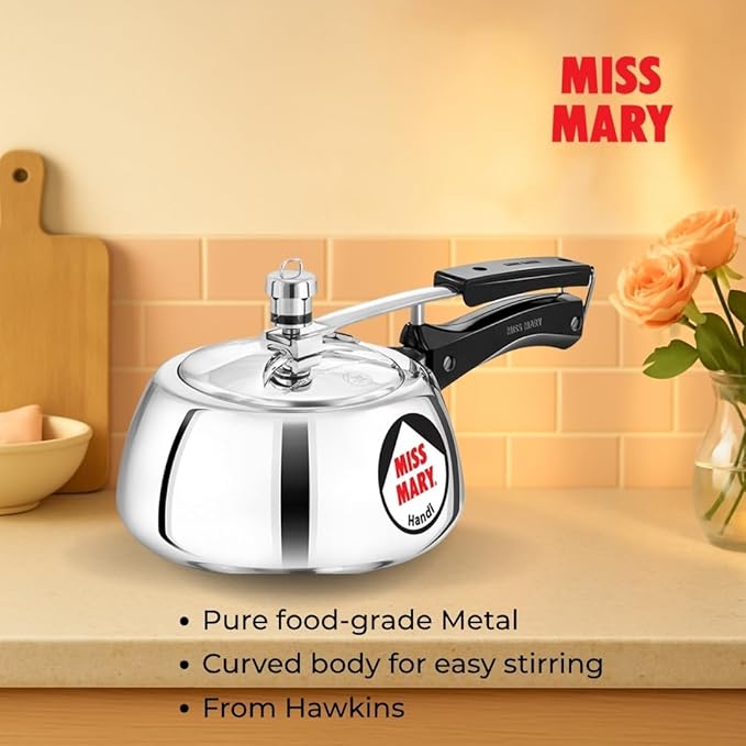 Hawkins 3 Litre Miss Mary Handi Pressure Cooker, Inner Lid Cooker, Silver (MMH30) Aluminium - Alternate View
