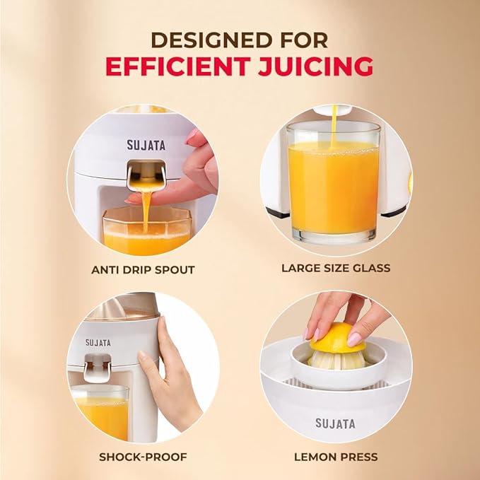 Sujata Citromatic Juicer|40 Watts|110 RPM|Direct Flow for Unlimited Capacity|Citrus Juicer| (White) - Alternate View