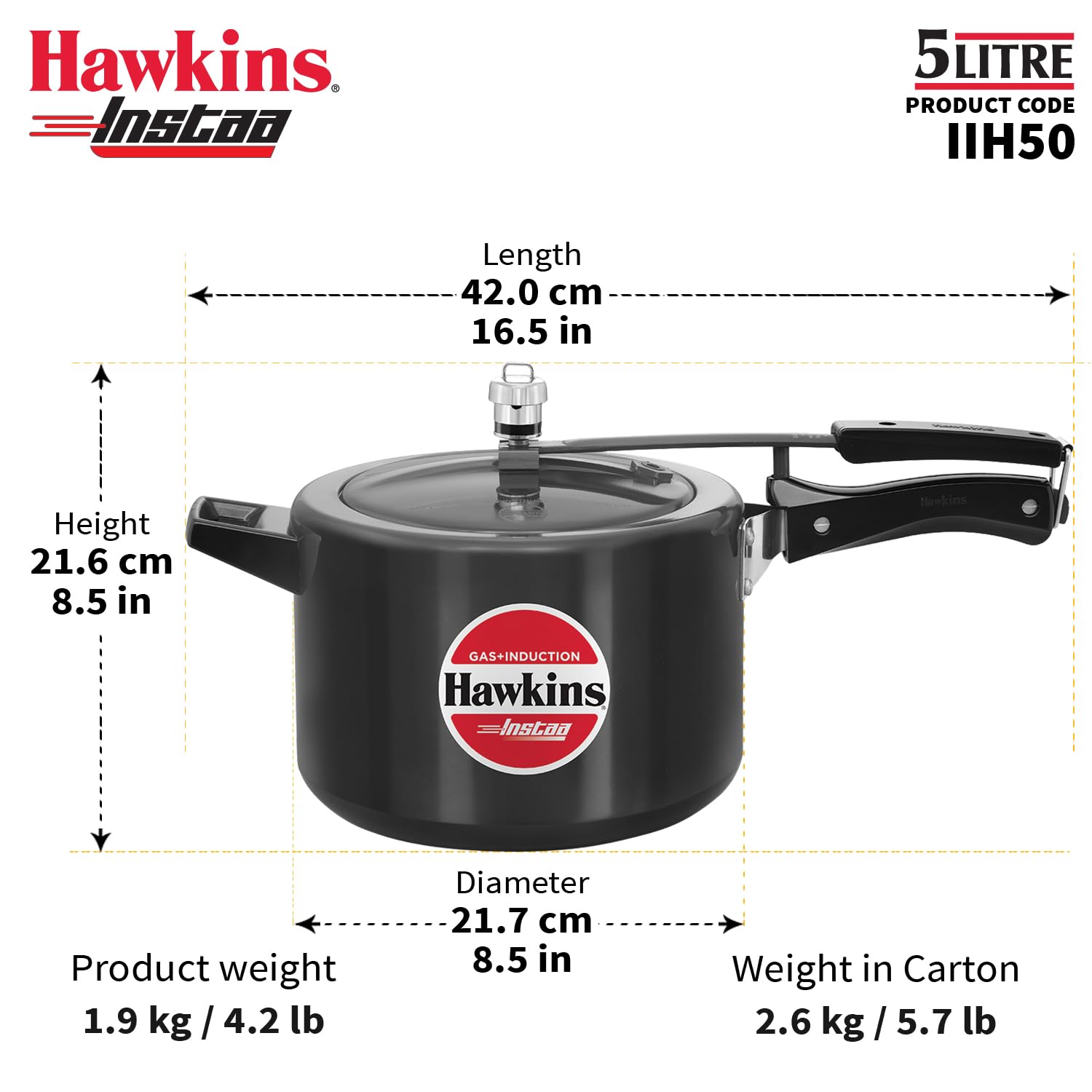 Hawkins Instaa 5 Litre (IIH50) - Detail View