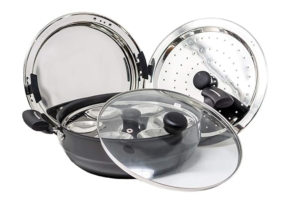 Butterly Hard-Anodized Aluminum Non Stick Super Plus Multi Kadai (280mm, Black)