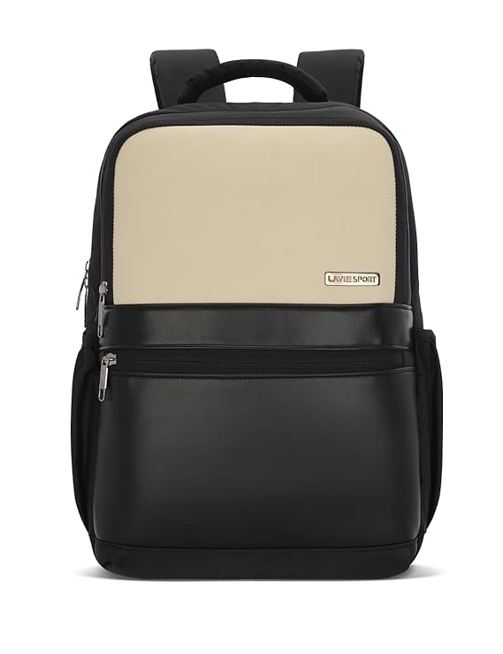 Lavie Sport 45cm Pioneer 24 Litres Laptop Backpack with Trolley Sleeve For Men & Women|Vegan Leather|Office Travel Backpack|Front organizer|Bottle Holder|Fits upto 14" Laptop