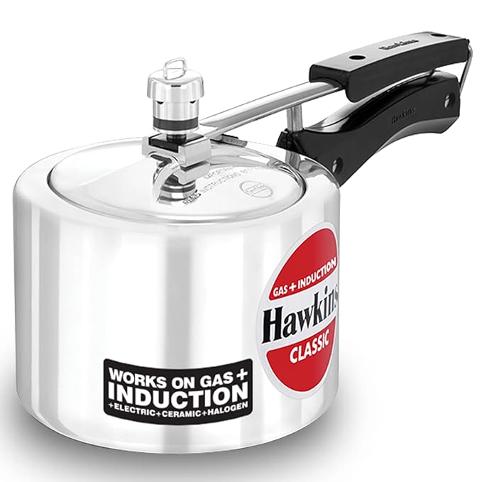 Hawkins Aluminium 2 Litre Classic Pressure Cooker, Tall Design, Induction Inner Lid Cooker, Pan Cooker, Silver (ICL2T)