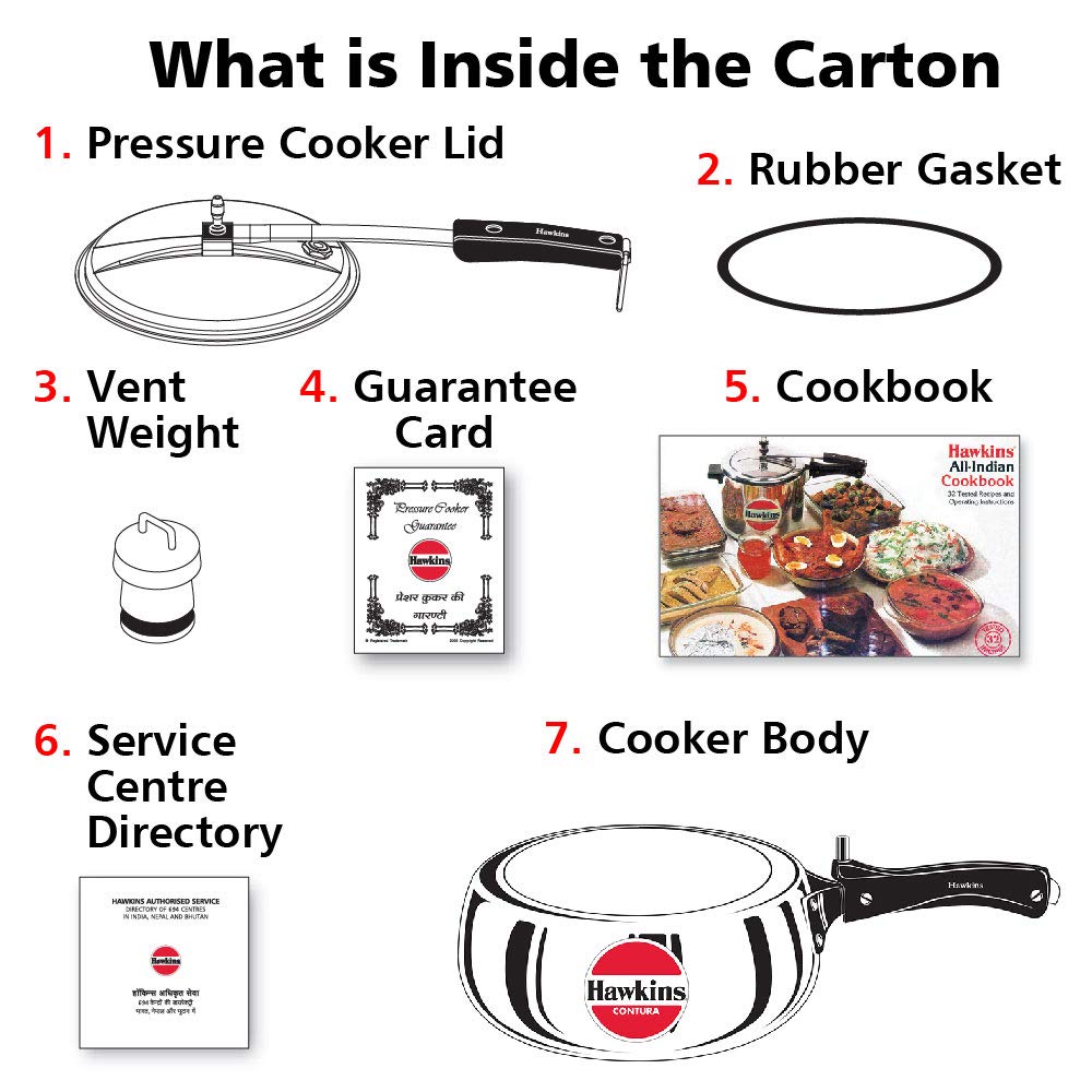Hawkins 3.5 Litre Contura Pressure Cooker, Handi Inner Lid Cooker, Silver (HC35) Aluminium - Alternate View