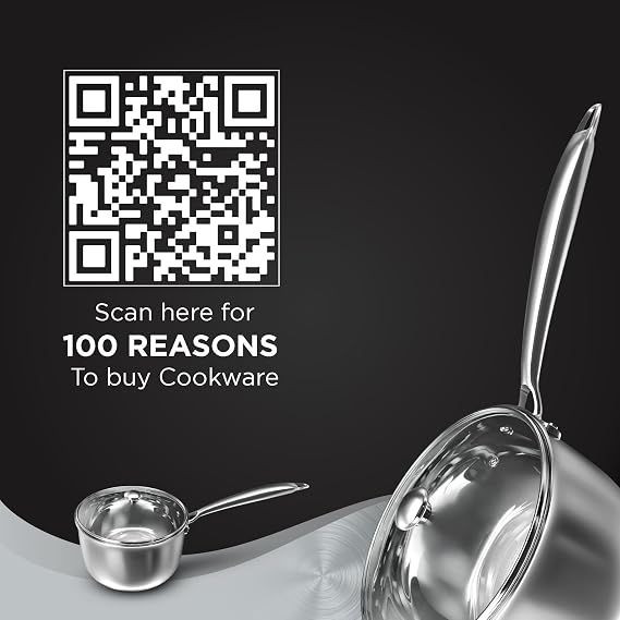 Preethi Metallica Collection Triply Stainless Steel Milk Pan - Detail View