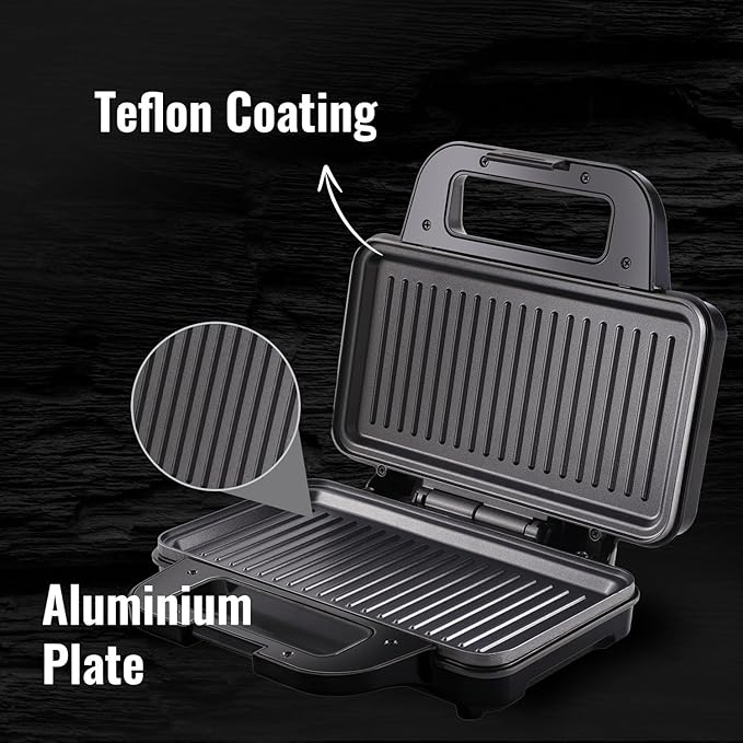 Sujata 900 W Sandwich Maker SW12 with Aluminium Grill XL Plate | Teflon Coating | Auto Temperature Control,Black - Alternate View
