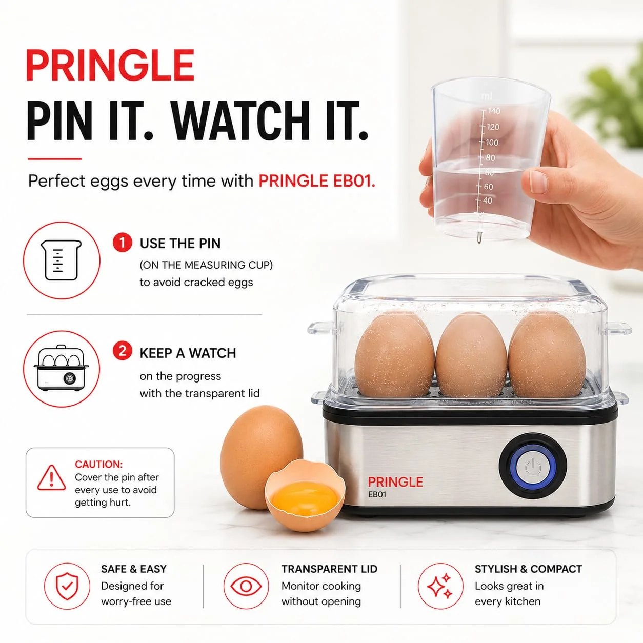2-in-1 Egg Boiler & Poacher 550W - Detail View
