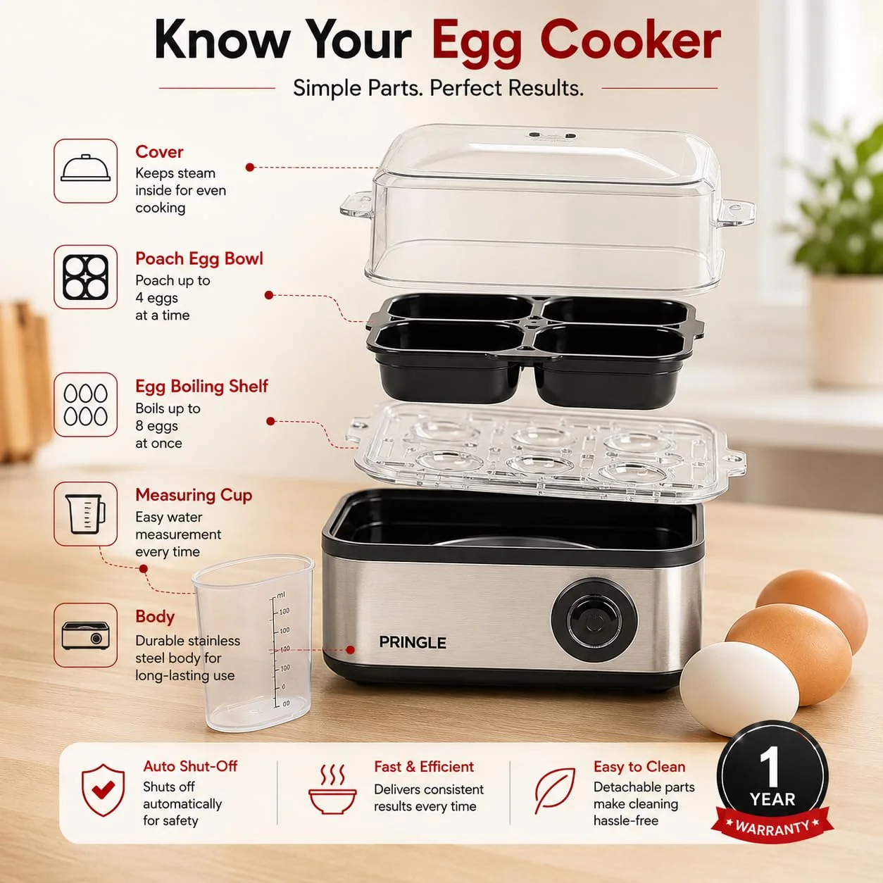 2-in-1 Egg Boiler & Poacher 550W - Alternate View
