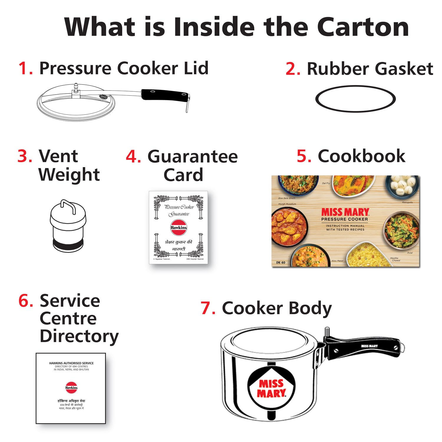 Hawkins 3 Litre Miss Mary Pressure Cooker, Inner Lid Cooker, Silver (MM30) - Detail View