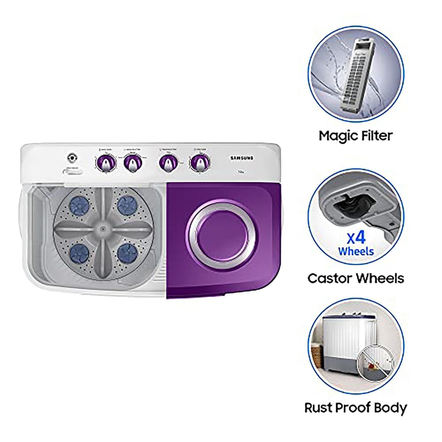 Samsung 7 kg, 5 star, Semi Automatic Top Load Washing Machine (WT70M3000UU/TL, Air Turbo Drying - Alternate View