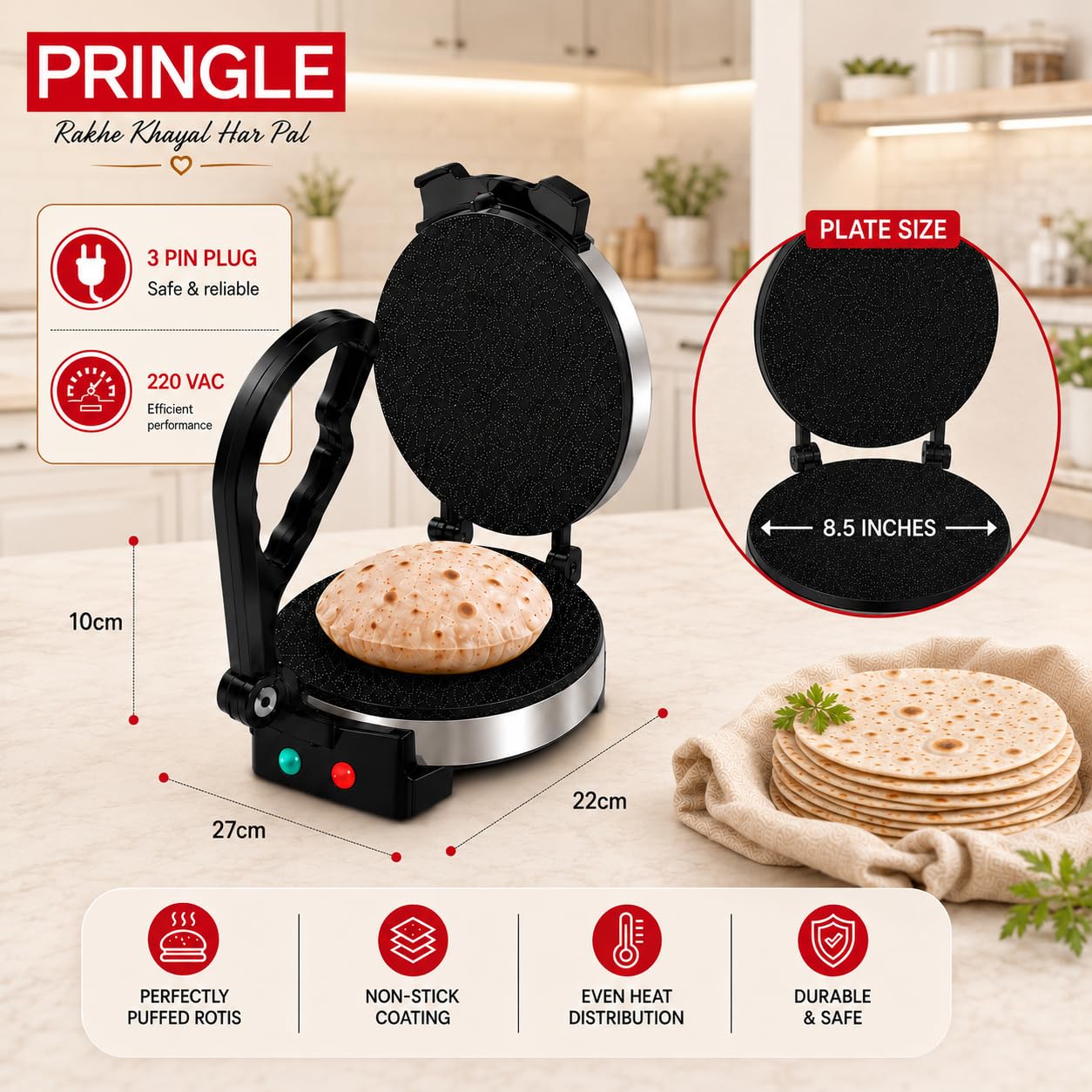 PRINGLE RM1600 900W Electric Roti Maker  - Alternate View