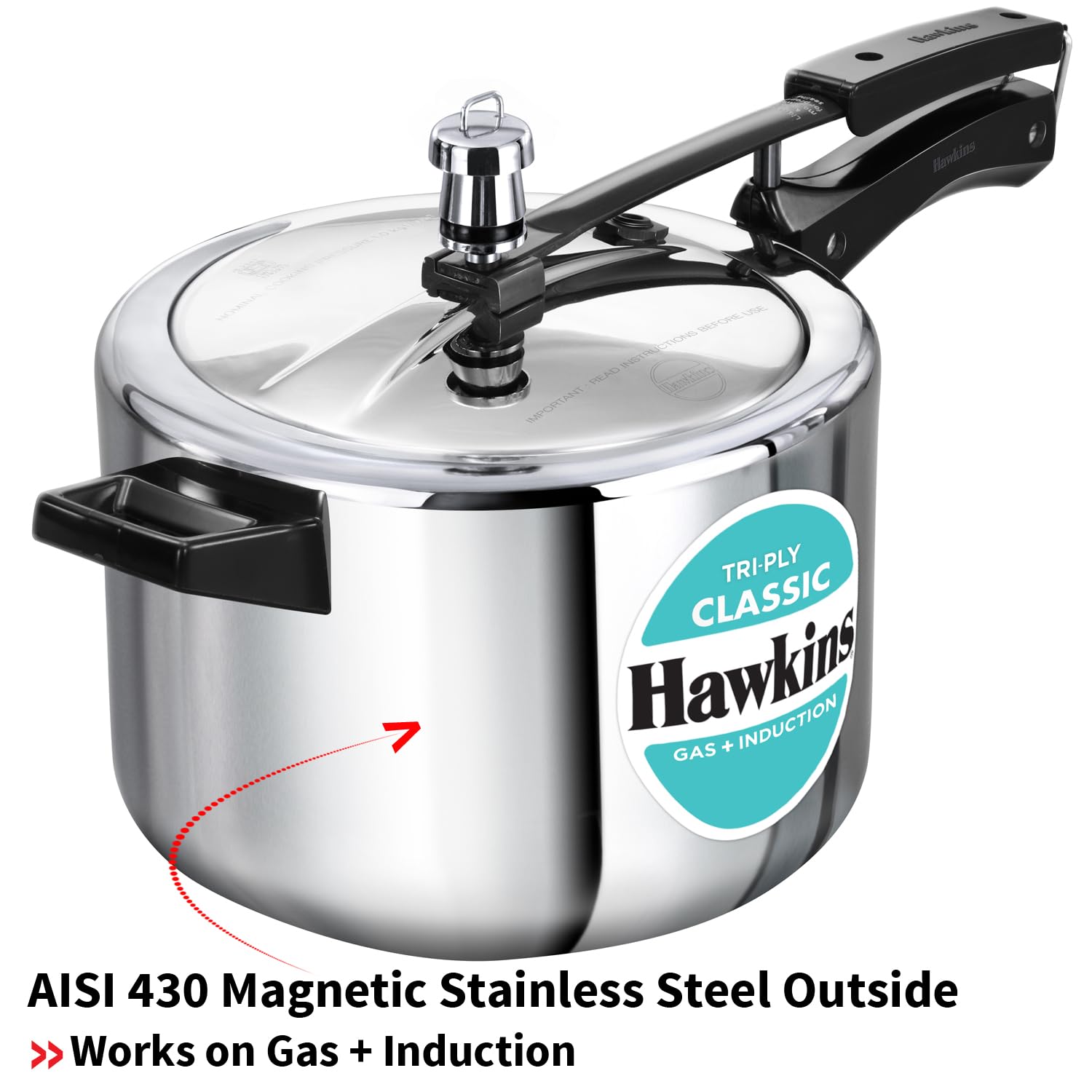 Hawkins Classic Tri-Ply Stainless Steel 5 Litre (SSTCL50) - Alternate View