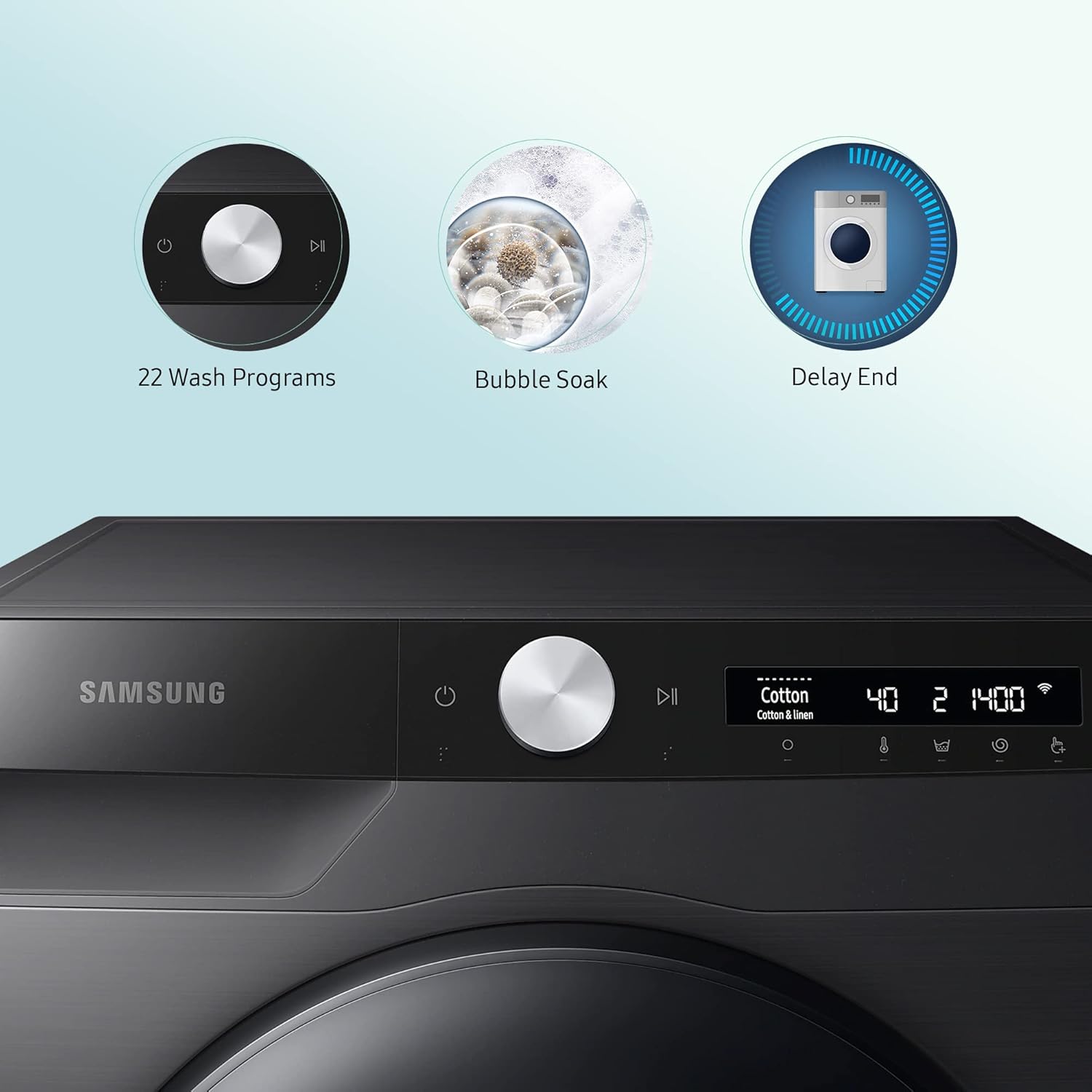 Samsung 9 Kg 5 Star Wi-Fi Inverter Fully-Automatic Front Loading Washing Machine Appliance (WW90T504DAB1TL) - Alternate View