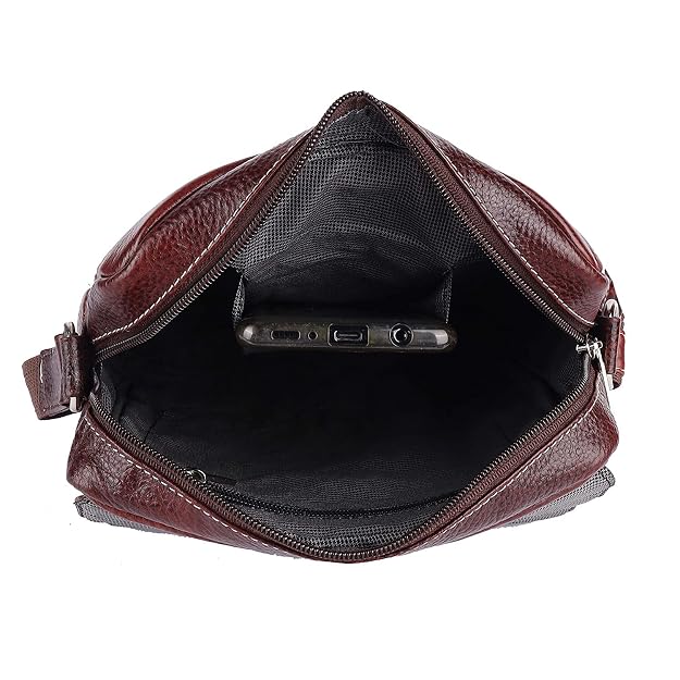 Keegan 100% Pure Genuine Leather 8 Inchs Unisex Leather Bag| for Men and Women - Detail View