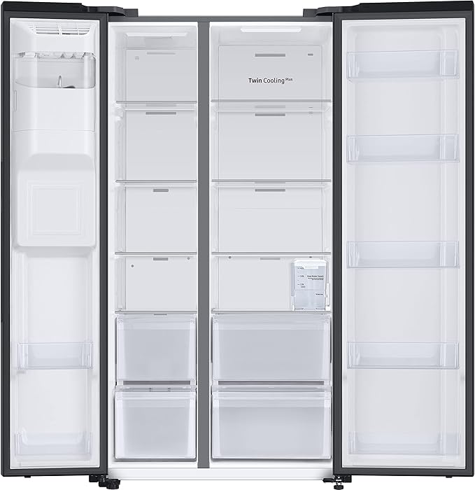 Samsung 633 L, 3 Star, Frost Free, Double Door, Convertible 5-in-1 Digital Inverter, Side By Side Refrigerator with AI, WiFi & Water & Ice Dispenser (RS78CG8543B1HL, Black Matte) - Alternate View